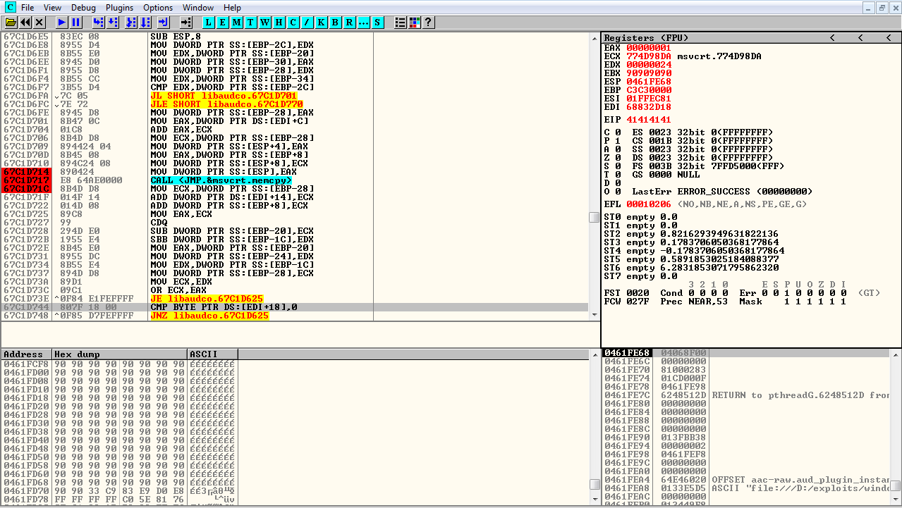 Vulnerable memcpy operation