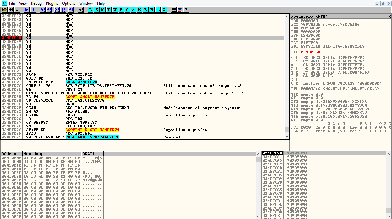 Advanced debugging session