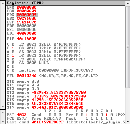 VLC crash analysis showing EIP overwrite