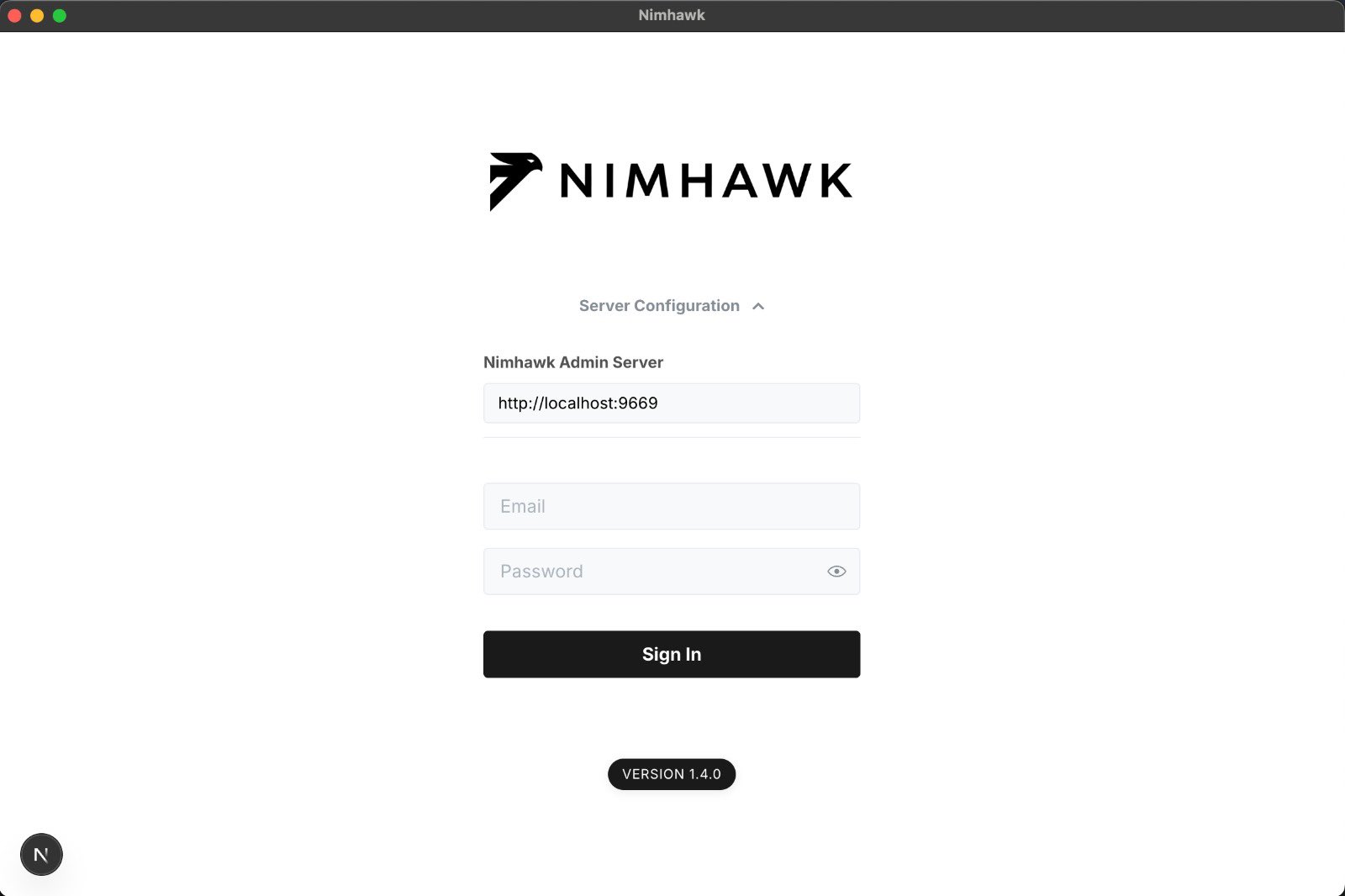 Nimhawk Login Interface