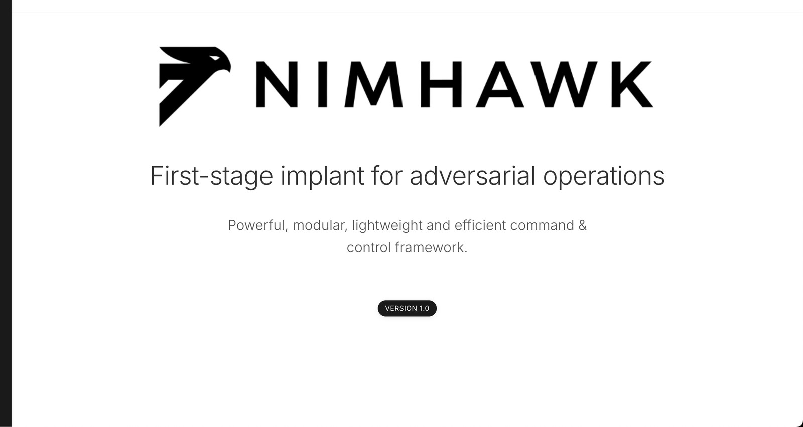 The Nimhawk framework splash screen