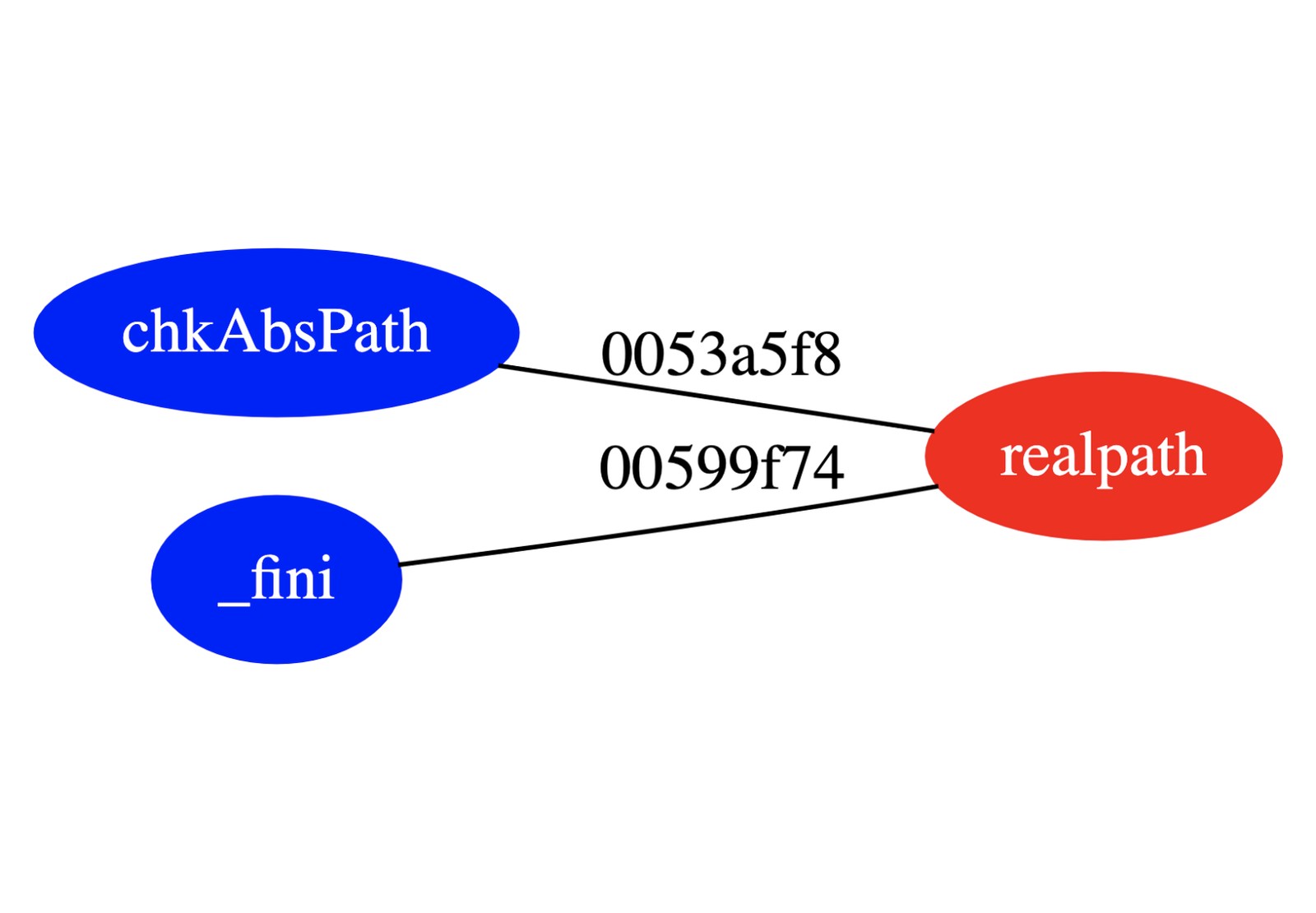 Call graph showing chkAbsPath and _fini reaching realpath